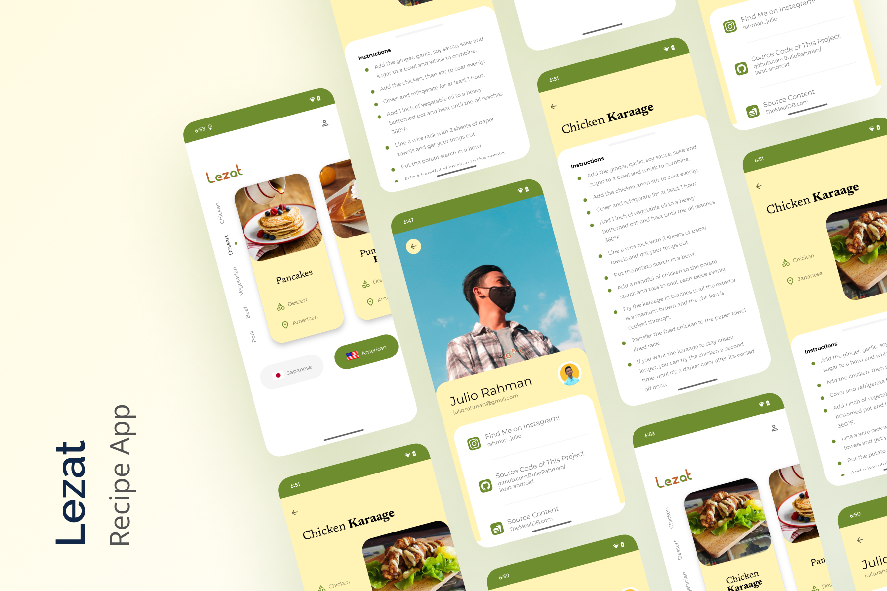 Lezat recipe app home screen