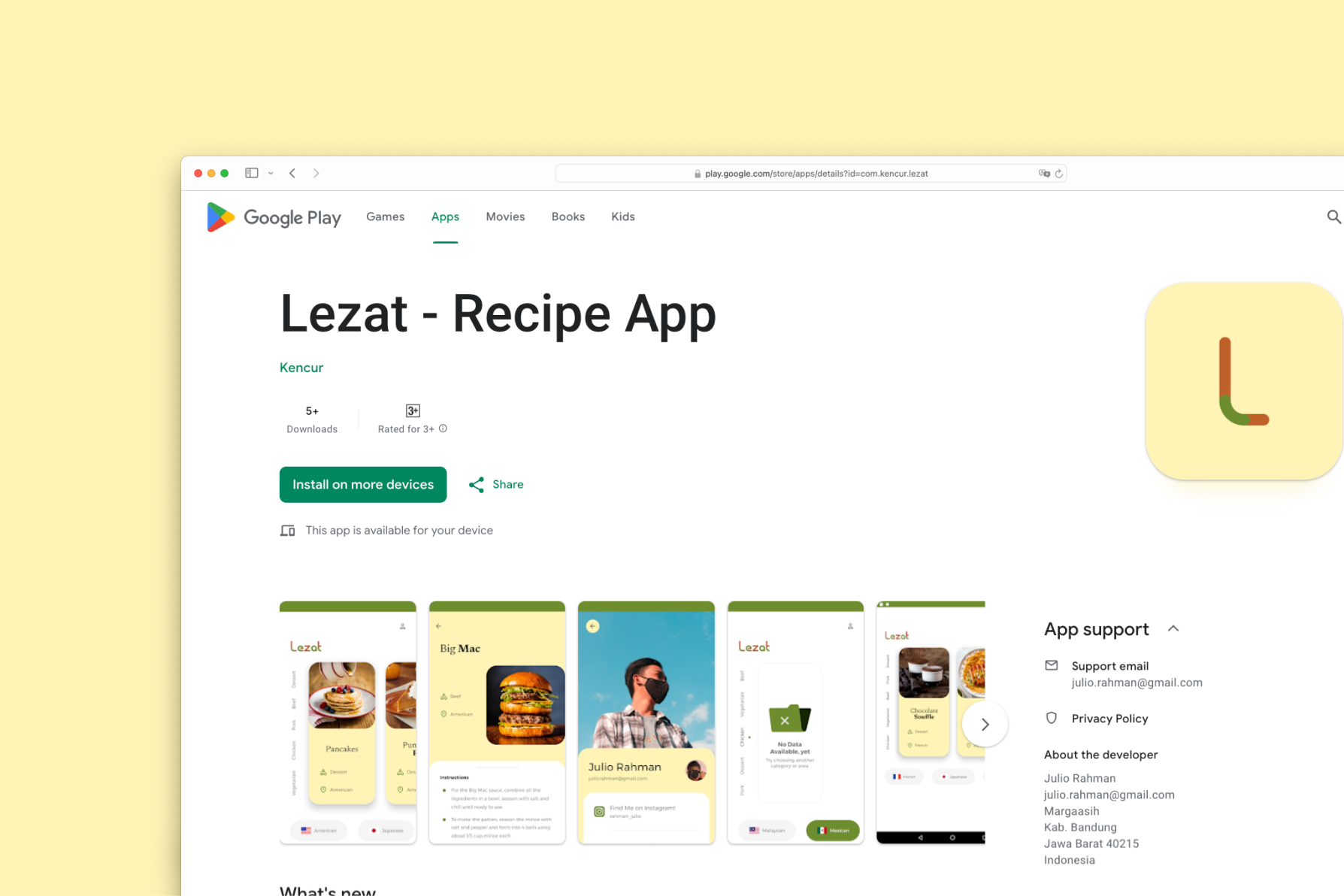 Lezat recipe detail screen