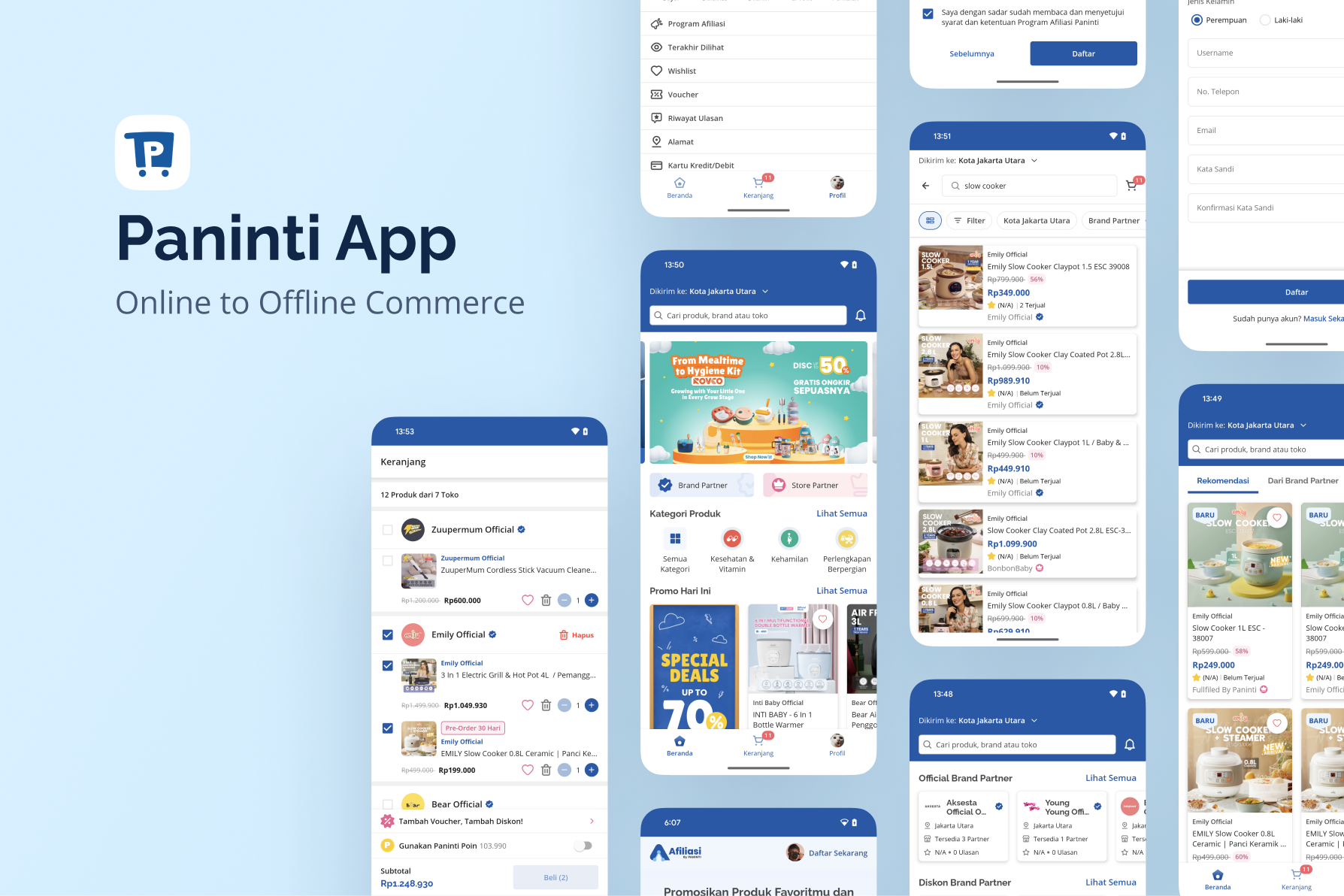 Paninti App product listing screen
