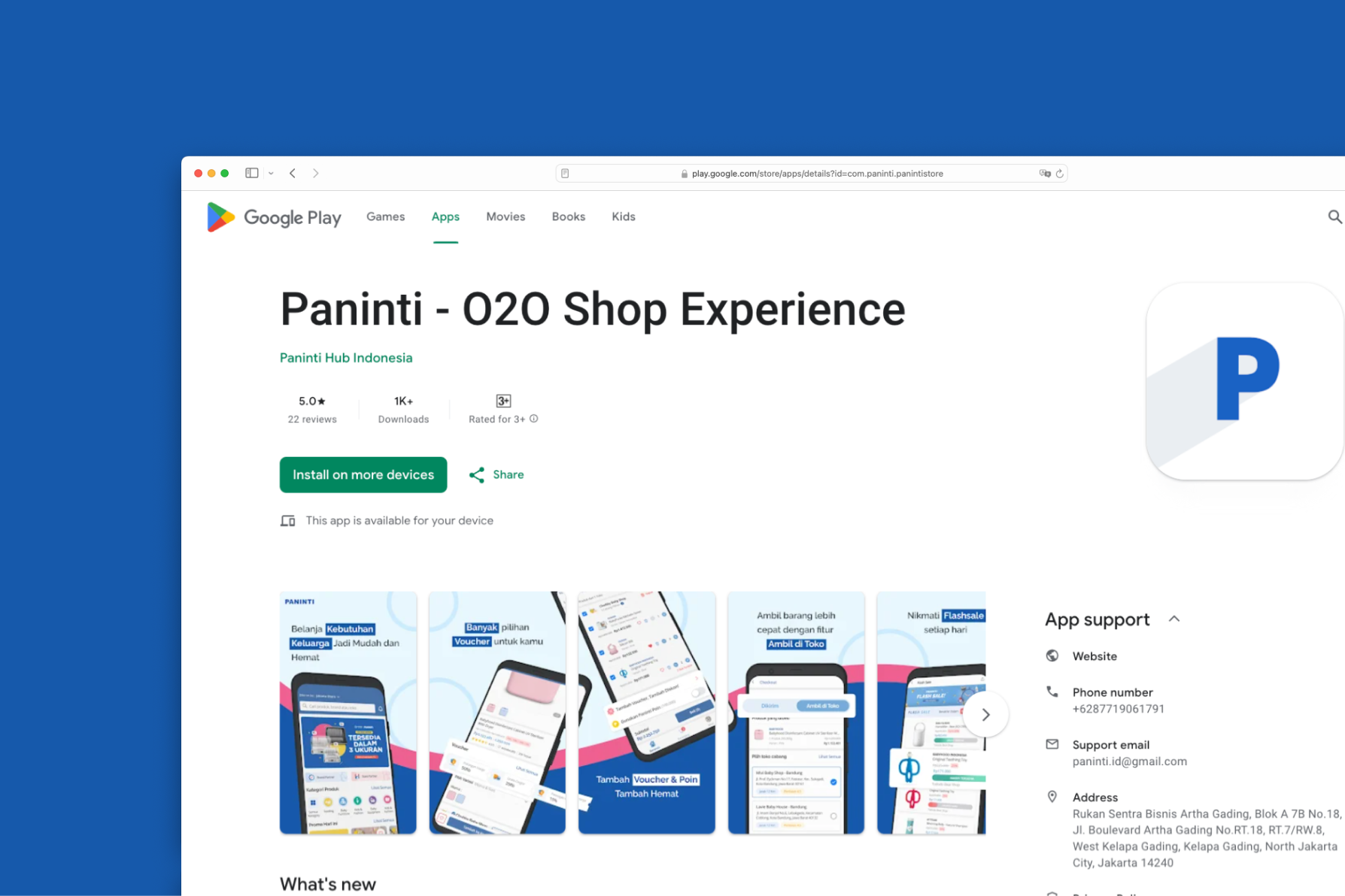 Paninti App shopping flow screen